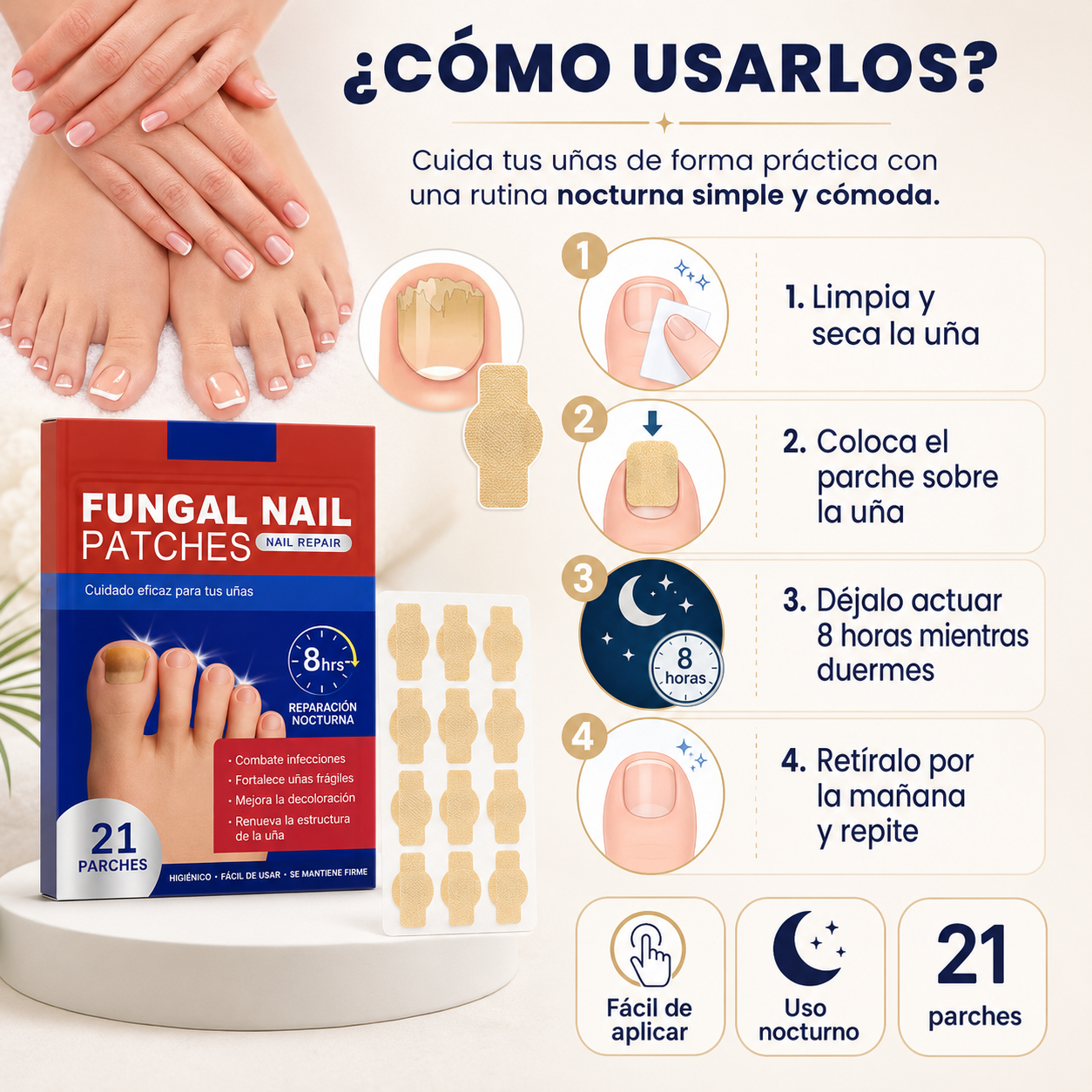 RenovaNail™ | Parches de Cuidado Nocturno para Uñas