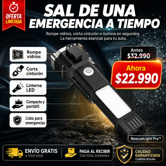 RescueLight Pro™ | Linterna de Emergencia 4 en 1