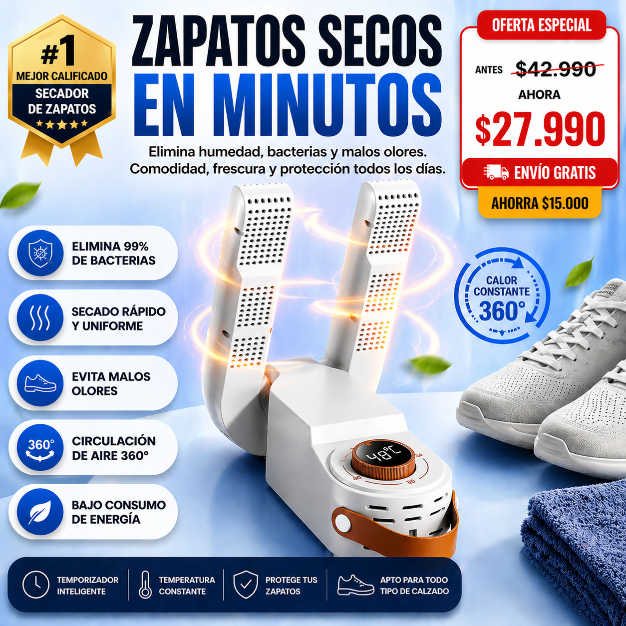 DryStep™ – Zapatos secos en minutos, sin humedad ni olores