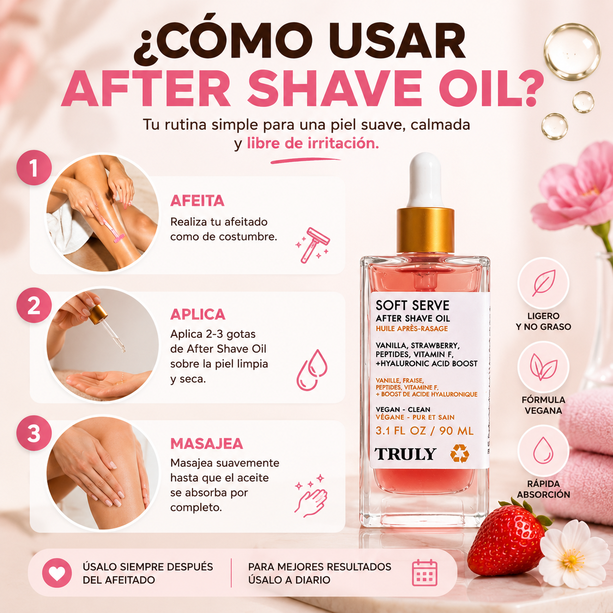 TRULY AFTER SHAVE ACEITE 90ML