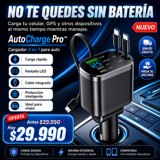AutoCharge Pro™ | Carga rápida 4 en 1 para auto