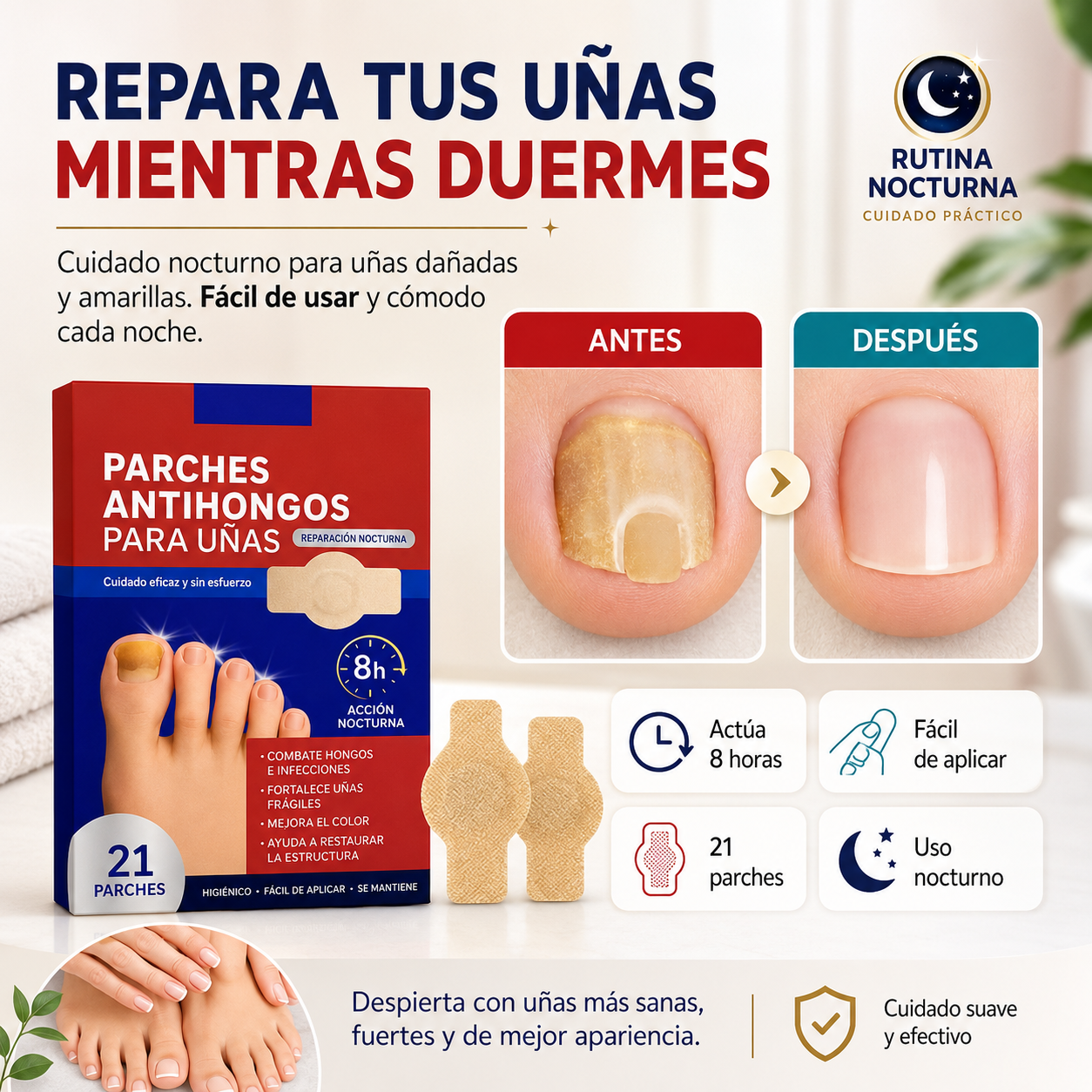RenovaNail™ | Parches de Cuidado Nocturno para Uñas
