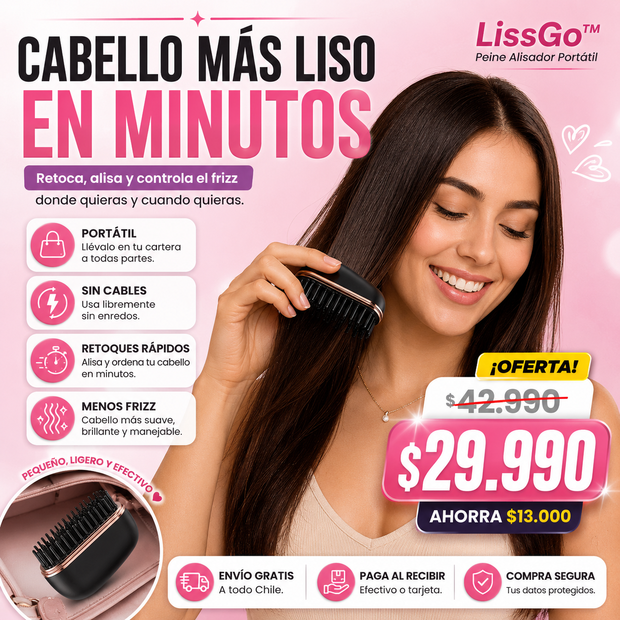 LissGo™ | Peine Alisador Portátil