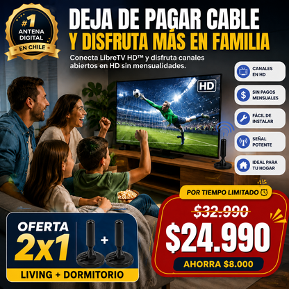 LibreTV HD antena digital oferta 2x1 sin mensualidades